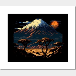 Mount Kilimanjaro Pixel Art Posters and Art